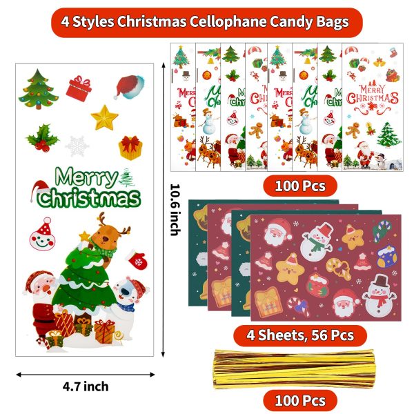 Pack de Bolsas de Celofán Navideñas para Caramelos con Etiquetas de Regalo Discount