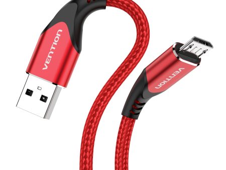 Cable Micro USB VENTION 1m para Mando ps4, Cargador ebook Kindle, Tejido de Nylon (Rojo) Embalaje Deteriorado Hot on Sale