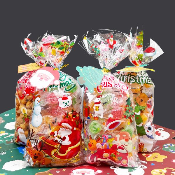 Pack de Bolsas de Celofán Navideñas para Caramelos con Etiquetas de Regalo Discount