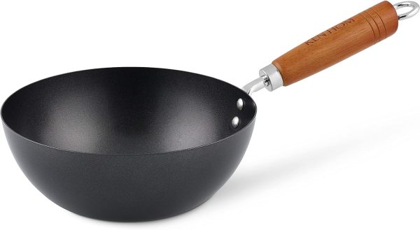 Ken Hom KH320001 Wok Mini de Acero al Carbono Antiadherente, 20cm, Diseño Clásico con Mango de Madera For Sale