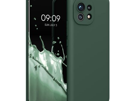 Funda kwmobile para Xiaomi Mi 11 - Ultrafina de TPU y Silicona con Bordes elevados anticaídas - Verde Musgo Embalaje Deteriorado Online now