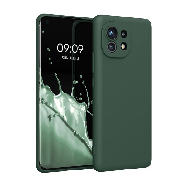 Funda kwmobile para Xiaomi Mi 11 - Ultrafina de TPU y Silicona con Bordes elevados anticaídas - Verde Musgo Embalaje Deteriorado Online now