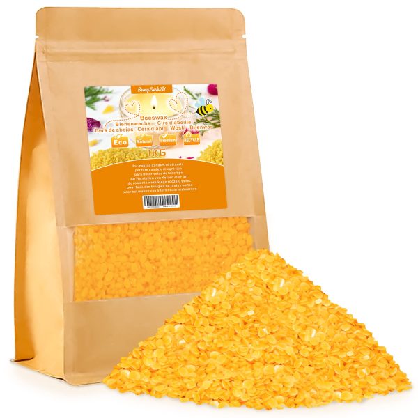 Pastillas de Cera de Abeja Amarilla BringLuck2U 1KG - 100% Pura para Cosmética Natural y Velas Embalaje Deteriorado Hot on Sale