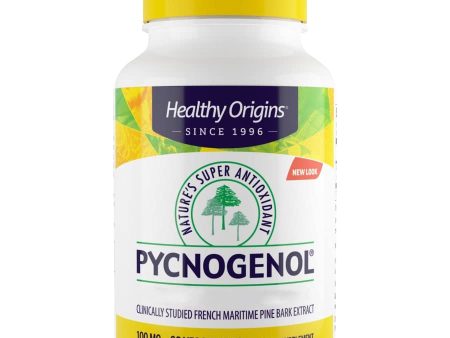 Suplemento de Pycnogenol de Healthy Origins, 100mg, 60 Cápsulas veganas, Extracto de Pino Marino, Sin Gluten, Sin Soja, Vegetariano Embalaje Deteriorado (Cad: 31 08 2026) Online now