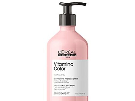 (Sin dosificador) L Oréal Professional, Champú de fijación de color para cabello de color, color vitamino, experto en serie, 500 ml Embalaje Deteriorado For Discount